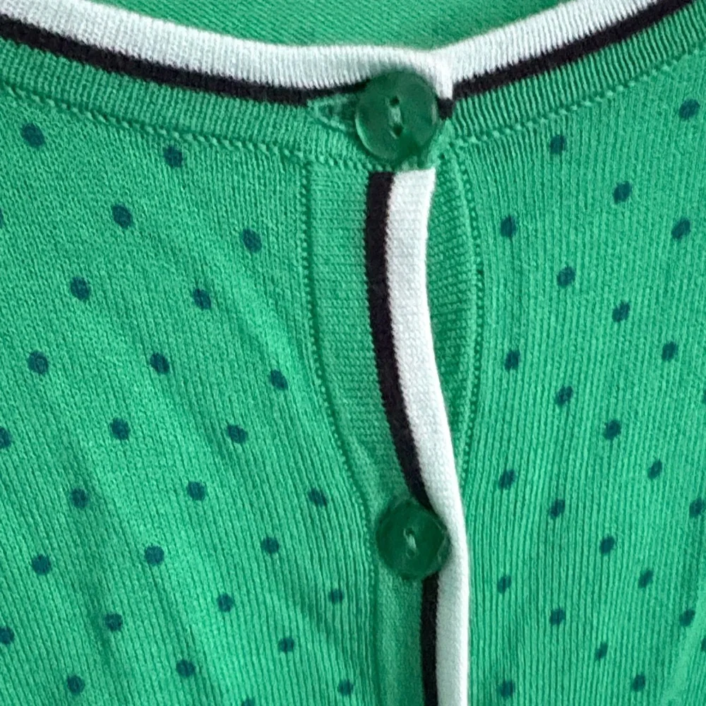 Talbots Green Cardigan w/Polkadots - Picture 6 of 9